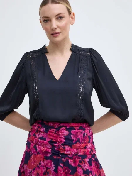 Bluza Morgan OUMAGE za žene tamno bez uzorka OUMAGE plava