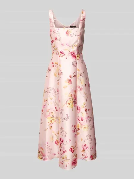 Sukienka koktajlowa z prostokątnym dekoltem Swing