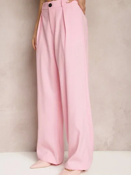 Trandafir Pantaloni Costum Picioare Largi Talie Înaltă Herdda roz