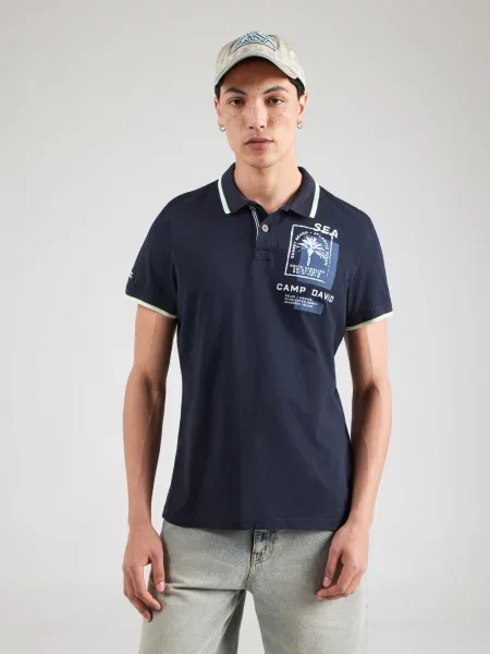 CAMP DAVID Tricou albastru marin / safir alb