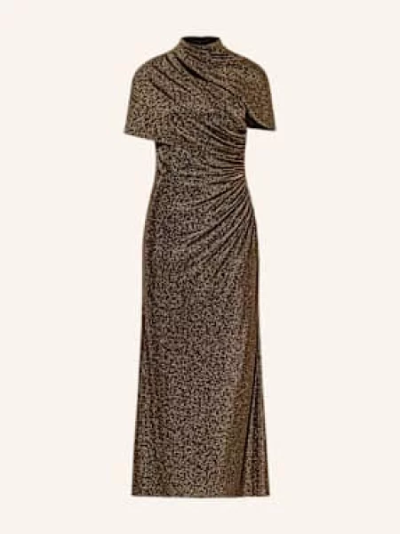 Adrianna Papell Sukienka Wieczorowa Z Błyszczącą Przędzą I Wycięciami gold złota