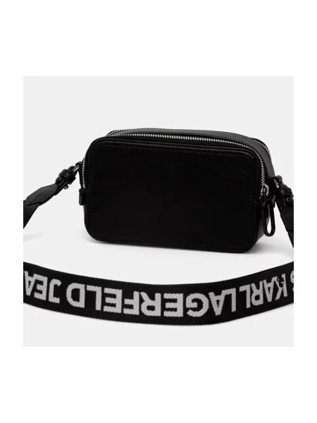 Geanta crossbody Karl Lagerfeld Jeans din piele cu autograf negru