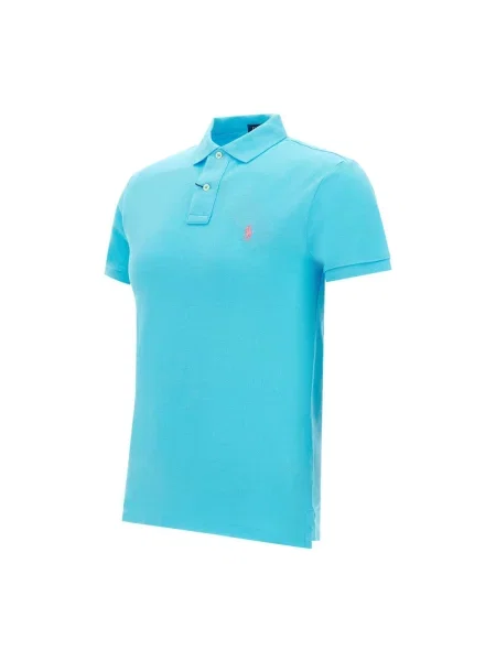 Lniana koszulka polo Polo Ralph Lauren z krótkim rękawem klasyczna niebieska
