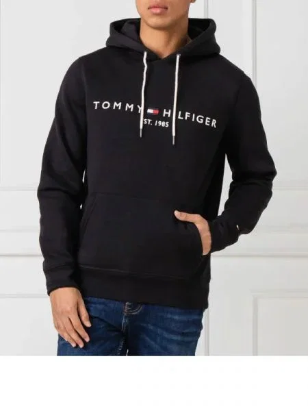 Tommy Hilfiger hanorac TOMMY LOGO HOODY negru