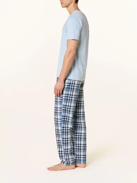 Hanro Spodnie Od Piżamy Cozy Comfort Z Flaneli blau białe