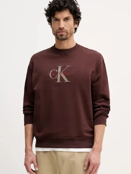 Calvin Klein Jeans pulover bombažen rjava