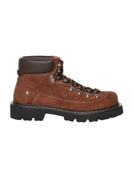 Botki Dsquared2 sznurowane koronkowe brązowe