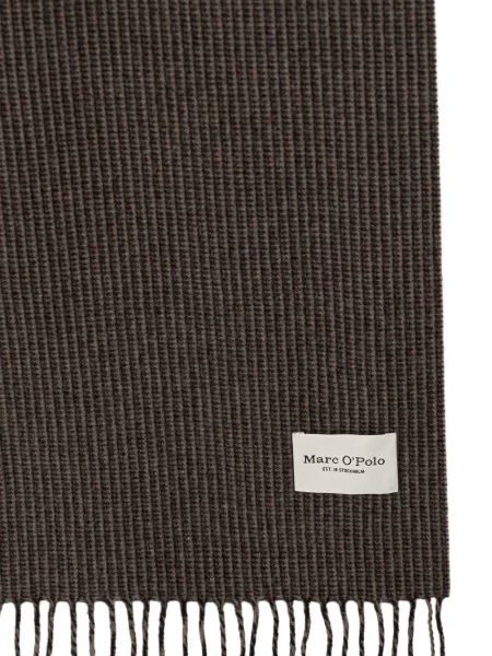 Πλεκτός κασκόλ Marc O'polo με κρόσσια καφέ