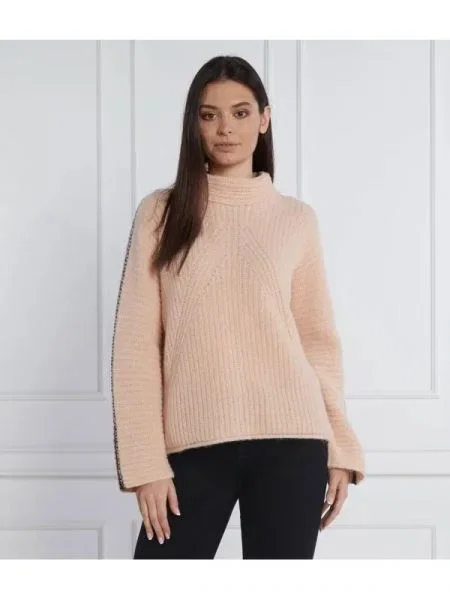 Marc Cain Pulover | Relaxed fit cu adaos de lână roz