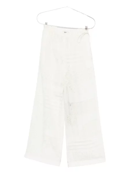 Pantaloni Fendi din dantelă alb
