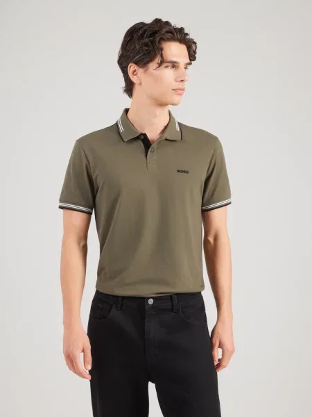 BOSS Tricou Paul oliv / negru alb