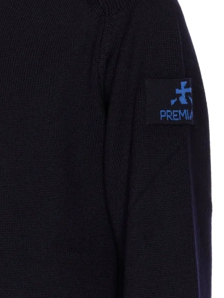 Pulover Premiata cu broderie cu decolteu rotund albastru