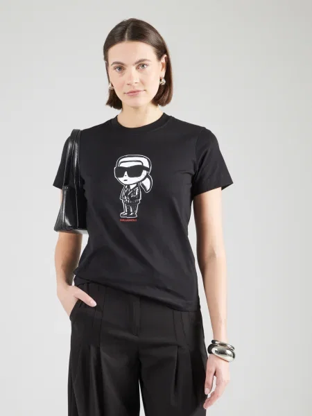 Karl Lagerfeld Tricou roșu / negru alb