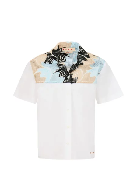 Cămașă Marni cu model floral plasă alb
