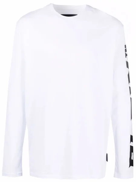 Tricou Philipp Plein cu decolteu rotund lung alb
