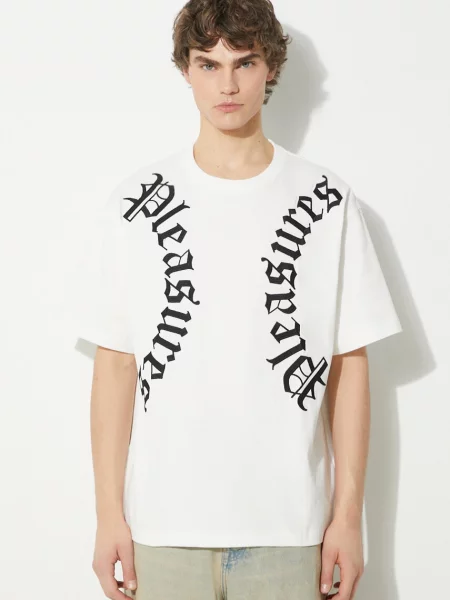 Μπλουζάκι PLEASURES Harness Heavyweight T-Shirt ανδρικό άσπρο λευκό