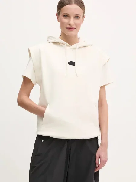 The North Face hanorac de Relaxed femei cu glugă neted bej