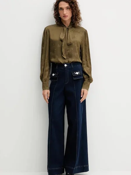 Сорочка Twinset regular декольте з зав'язкою зелений