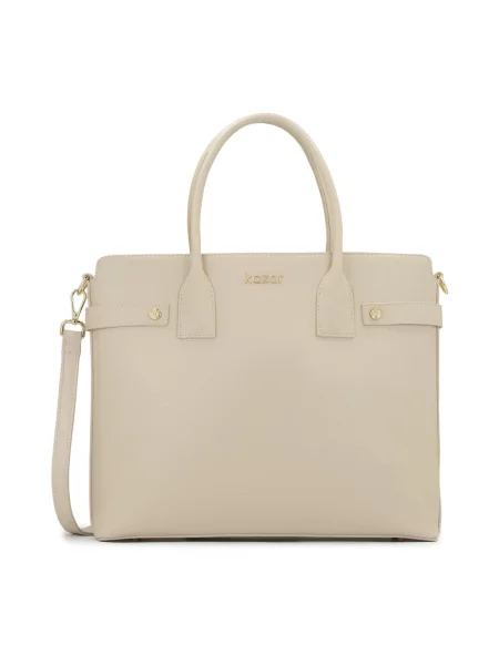 Torba na laptopa Kazar skórzana beżowa