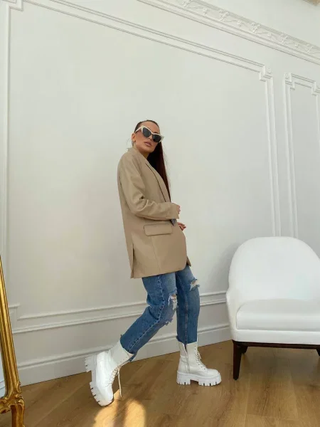 Блейзер Milirud штучна шкіра бежевий