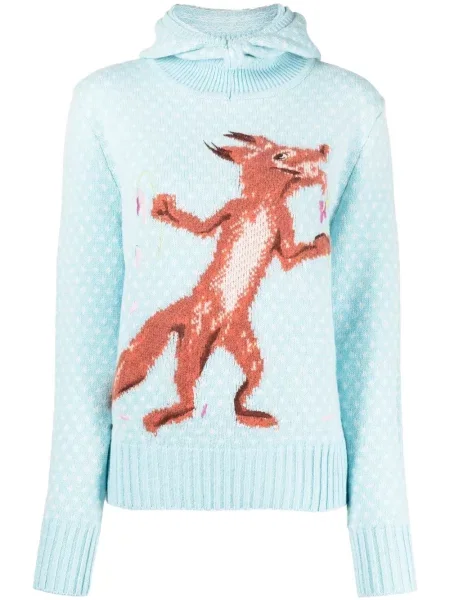 Hanorac cu glugă Maison Kitsune cu imagine albastru