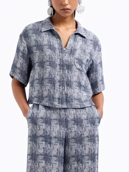 Льняная рубашка Emporio Armani белая