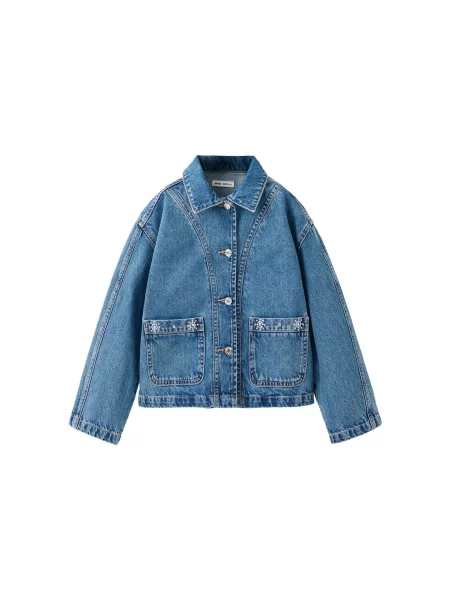MANGO KIDS Geacă de primăvară-toamnă KEYS denim albastru