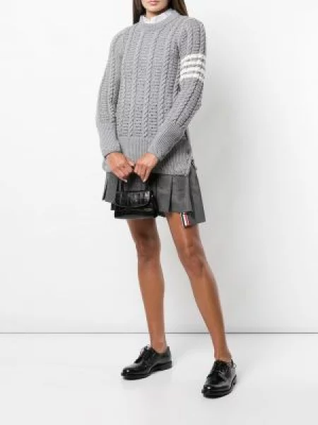 Dryžuotas plisuotas plisuotas sijonas Thom Browne pilka