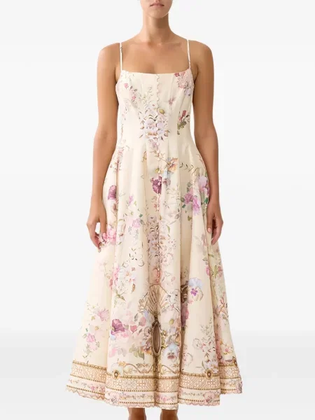 Rochie maxi Camilla cu model floral cu imagine roz