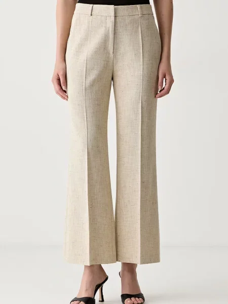 BOSS pantaloni pentru femei cu vâscoză Talia-Crop bej