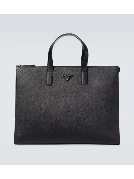 Usnjena torba Prada črna