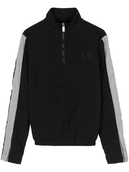 Geacă Off-white cu broderie de jumătate de fermoar alb