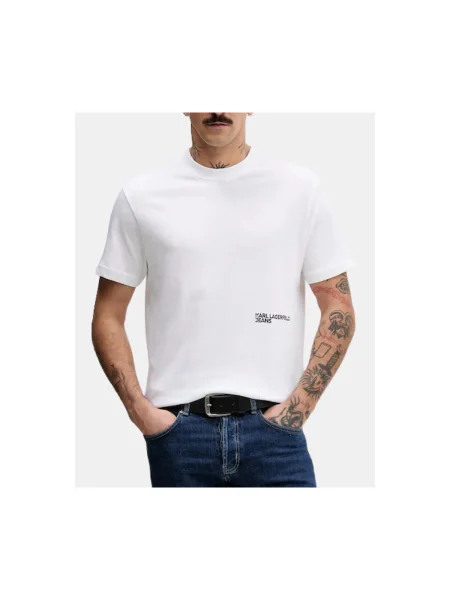 Karl Lagerfeld Jeans tricou din cu imprimeu alb