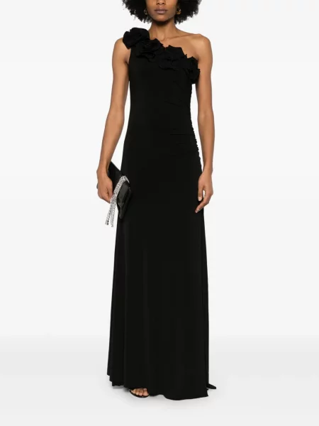 Rochie maxi Nissa cu model floral de costum negru