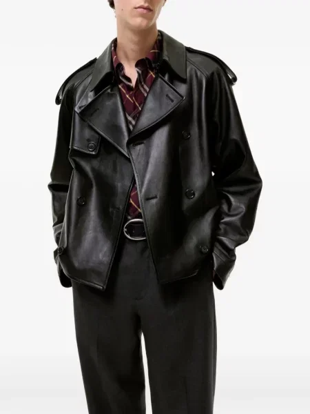 Decupat trenci Burberry din piele negru
