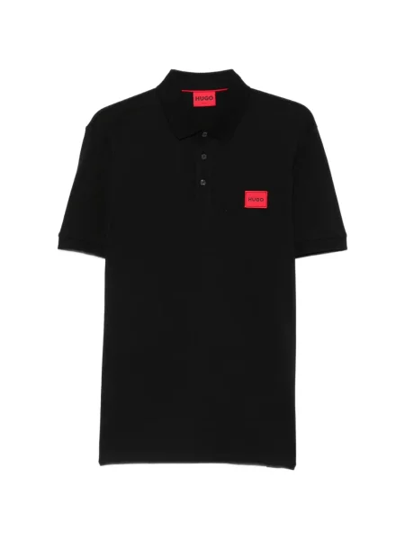 Tricou polo Hugo cu autograf negru