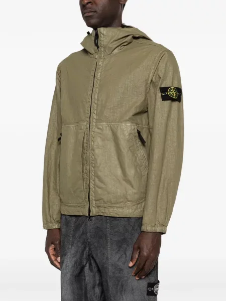 Geacă Stone Island cu glugă cu strasuri verde