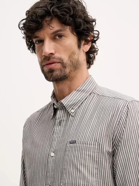 Сорочка Barbour Longfield regular комір button-down сірий