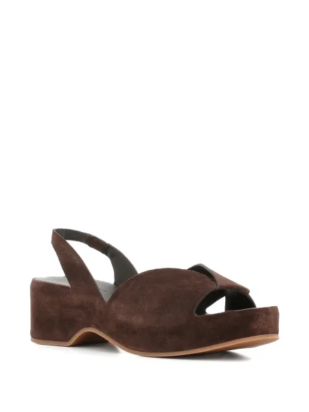 Sandale Del Carlo din piele de căprioară slingback maro