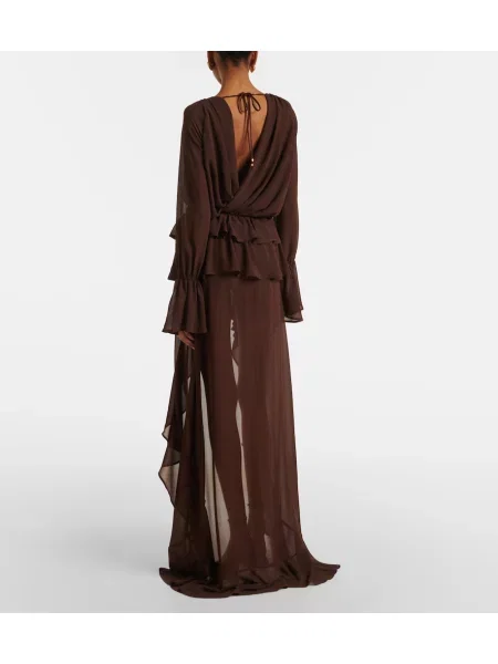 Rochie maxi Bananhot asimetrică maro