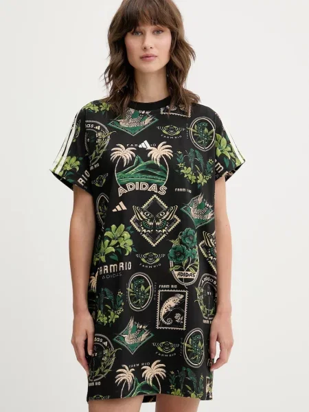 Рокля adidas x Farm Rio къса с уголемена кройка черно