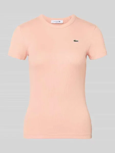 T-shirt Slim Fit z czystej bawełny Lacoste Sport różowa