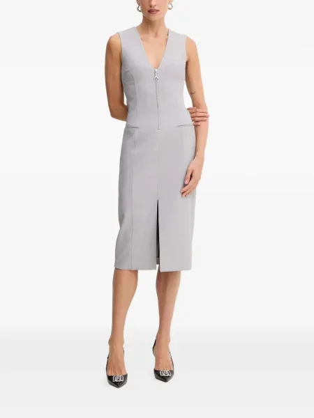 Rochie midi Patrizia Pepe fără mâneci până la genunchi de costum gri