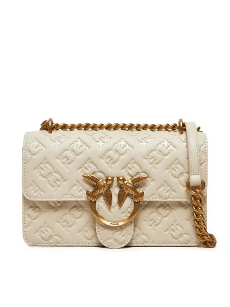 Geanta de piele Pinko din piele bej