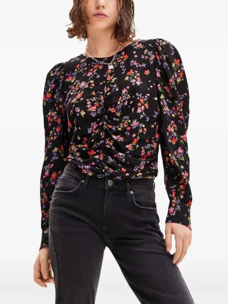 Bluză Desigual cu model floral negru