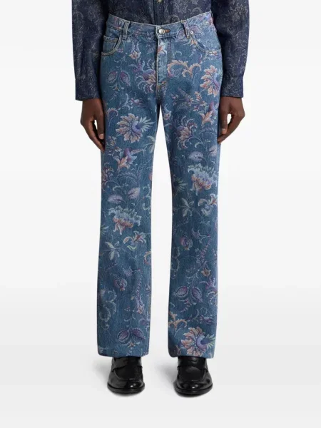 Květinové džíny Etro modré