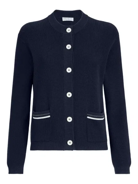 Kardigan Brunello Cucinelli prążkowany niebieski