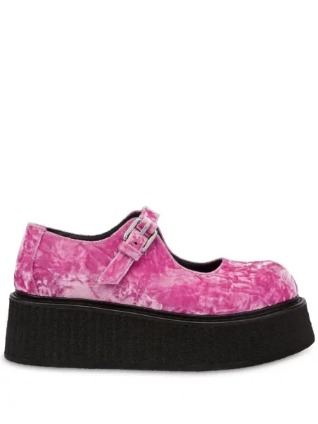 Pantofi loafer Moschino de catifea roz