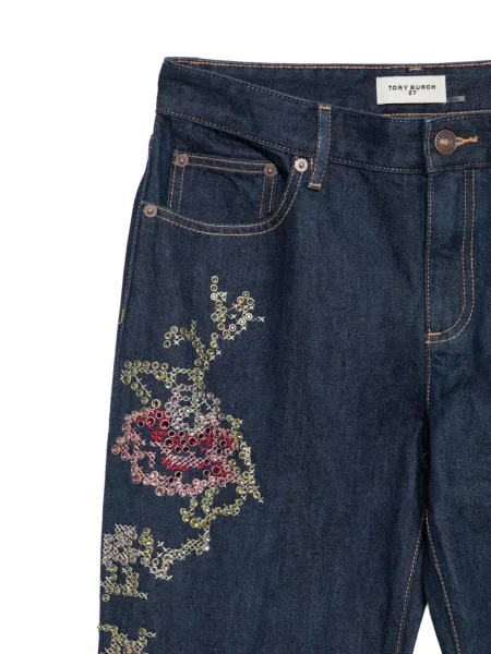 Blugi Tory Burch cu model floral albastru