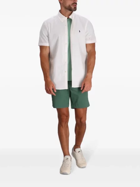 Krátká košile Polo Ralph Lauren s výšivkou se stojáčkem zelená